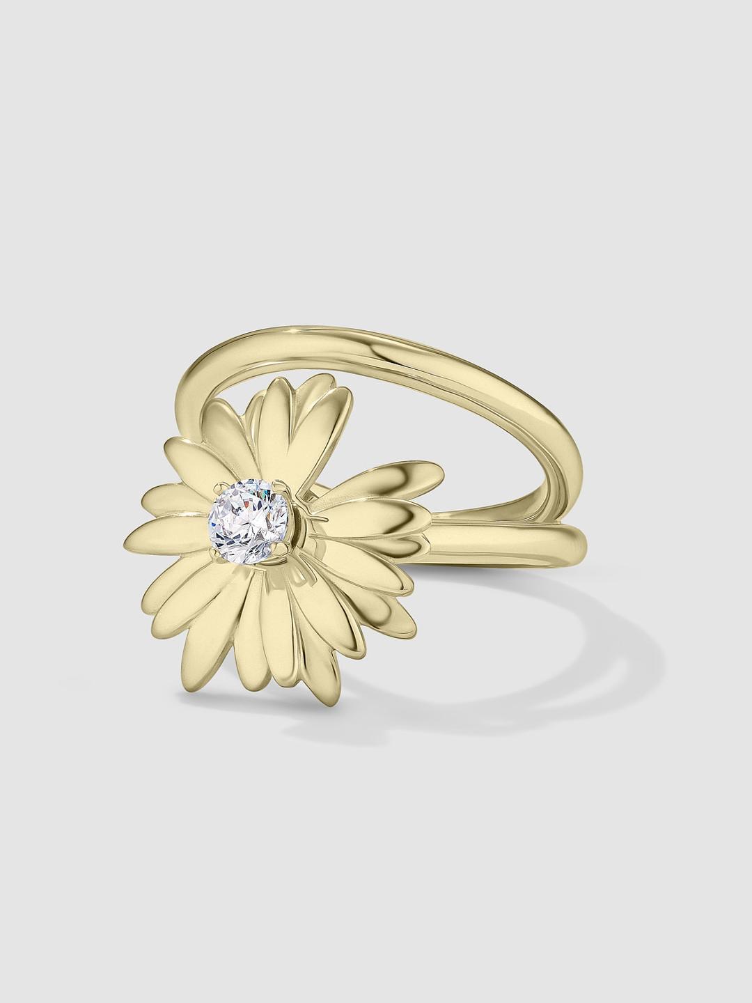 Diamond Daisy Spinner Ring Yellow Gold