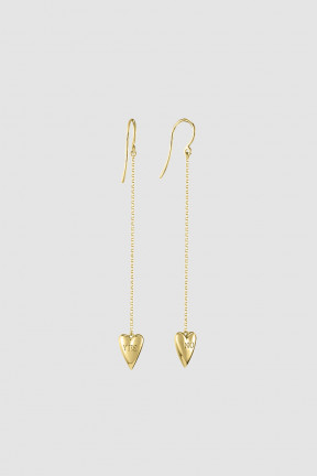 YES-NO HEART EARRINGS YELLOW GOLD PLATED