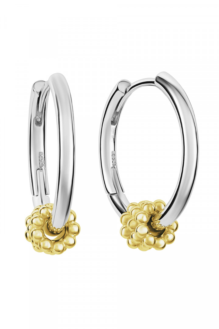 Gold Plated Beaded Hoop Earring title=