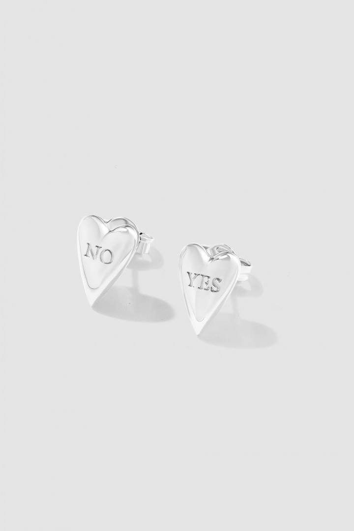 YES-NO HEART STUDS title=
