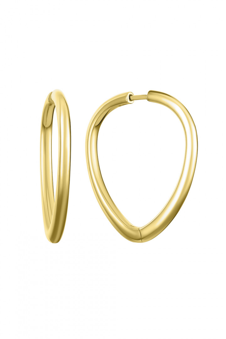 SHIELD-SHAPED HOOPS  YELLOW GOLD PLATED title=