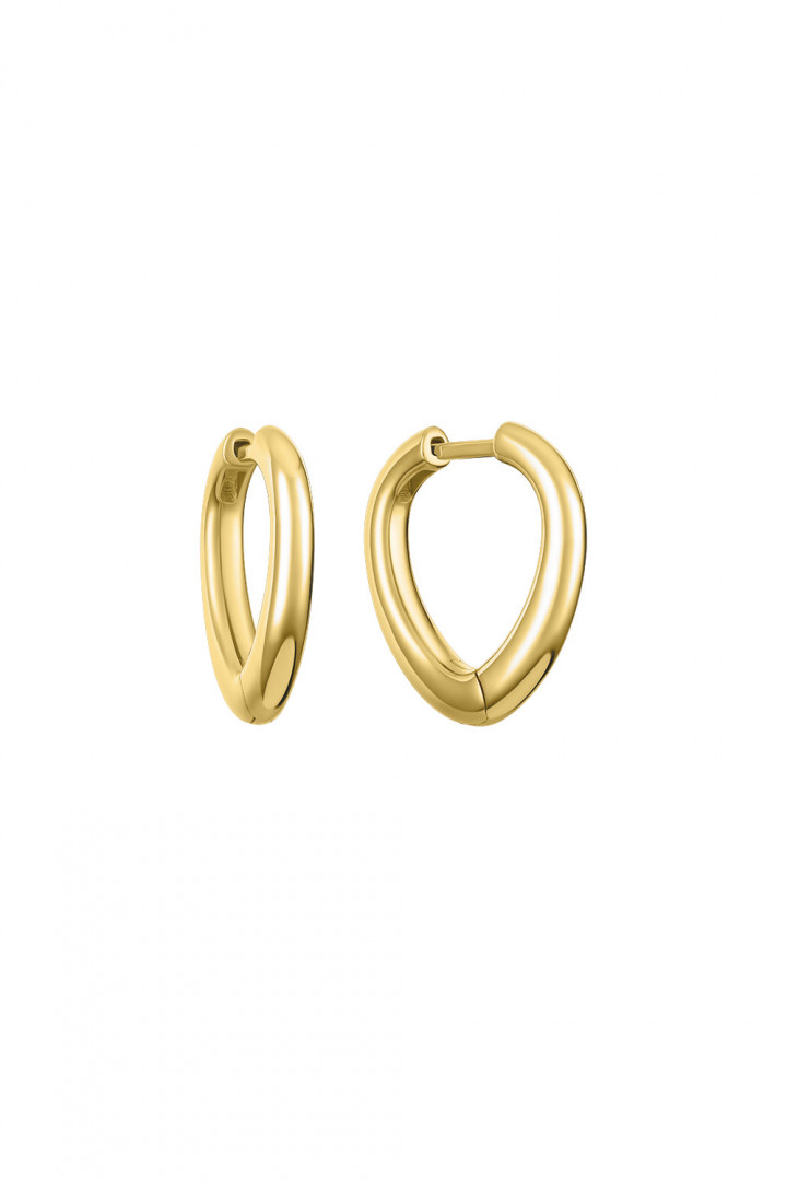 SHIELD-SHAPED MINI HOOPS YELLOW GOLD PLATED title=