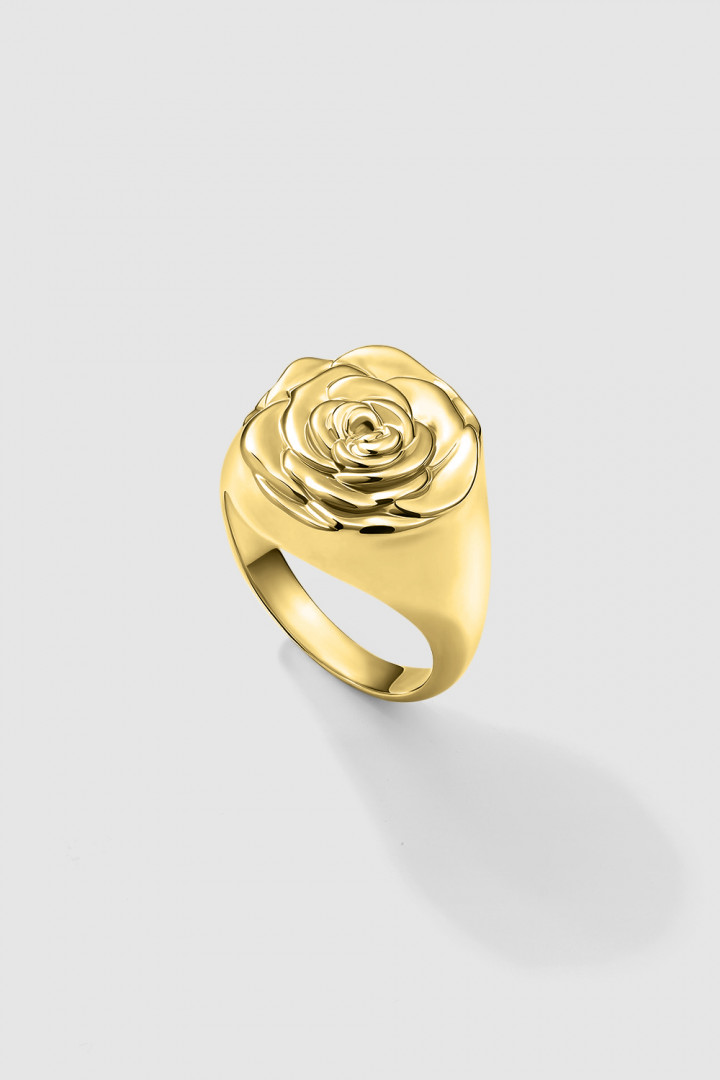 ROSE SIGNET YELLOW GOLD PLATED title=