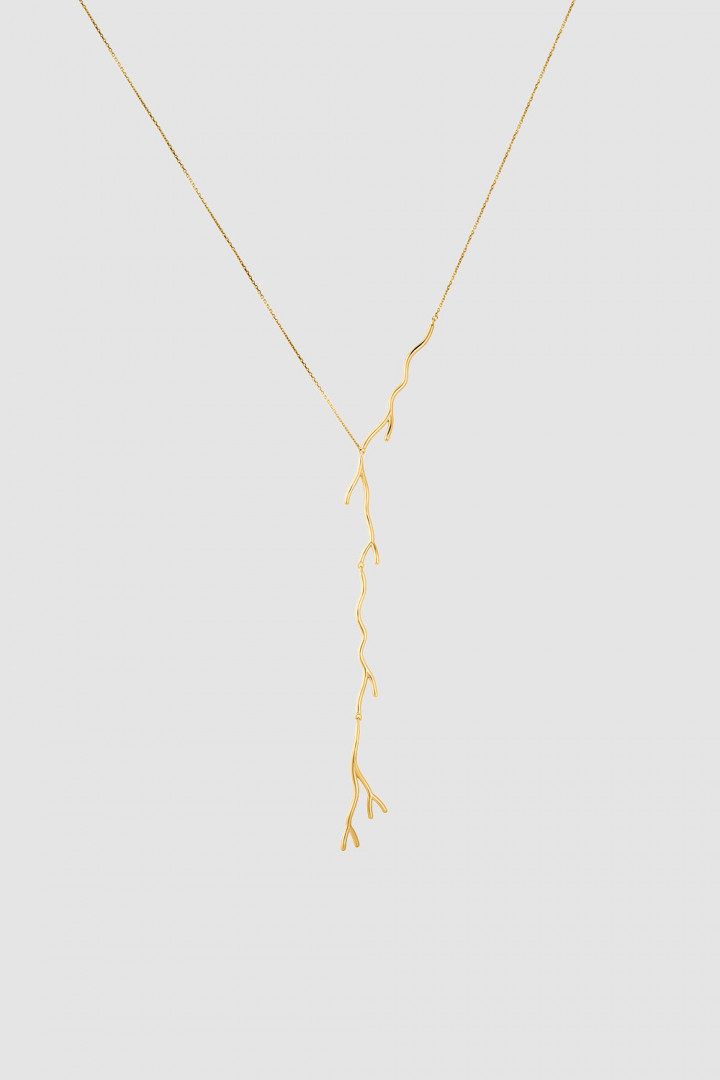 KORAL TIE NECKLACE YELLOW GOLD PLATED title=