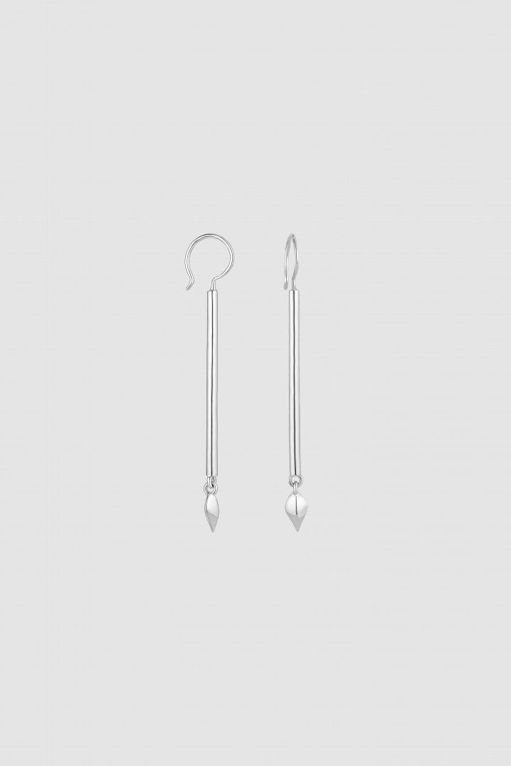 SILVER INVERTED CANDLE EARRINGS title=