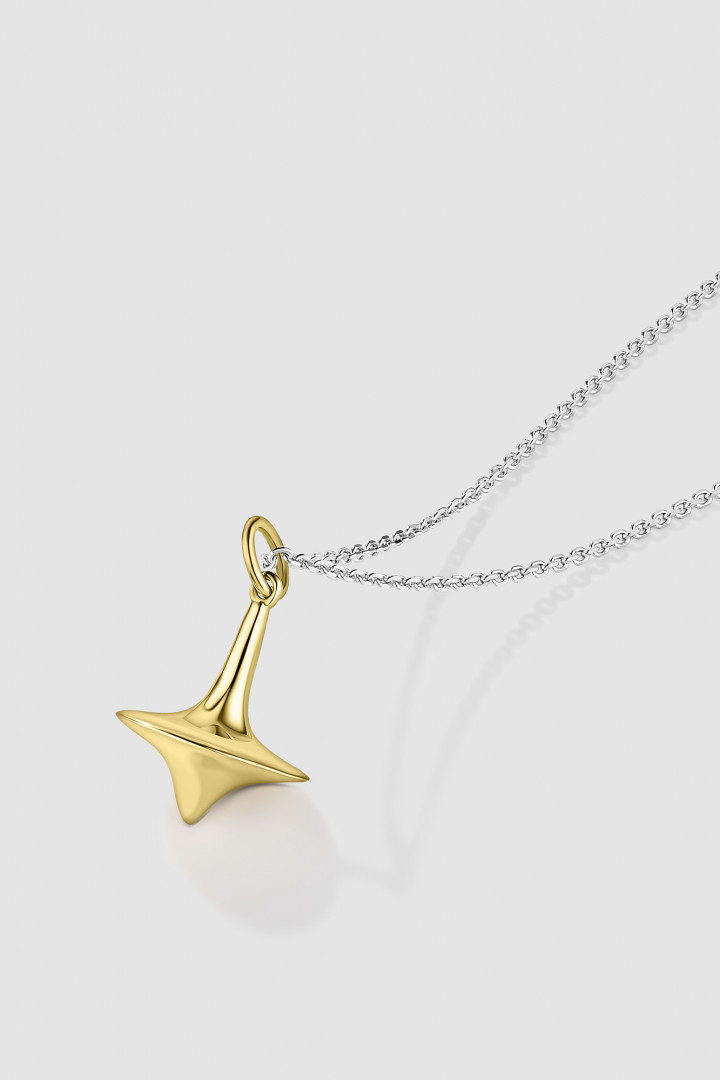 SPINNING TOP PENDANT NECKLACE WITH GOLD PLATING title=