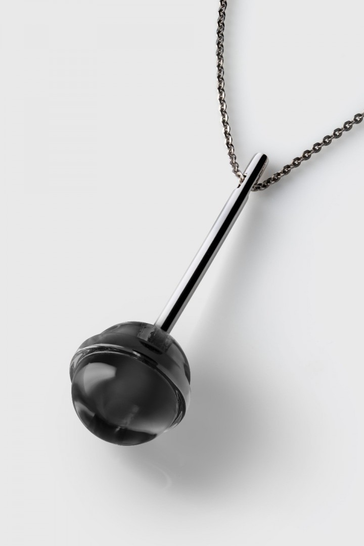 Black Lollipop Pendant Necklace title=