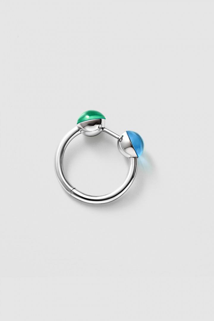 TWO-SIDED HOOP EARRING BLUE AND GREEN