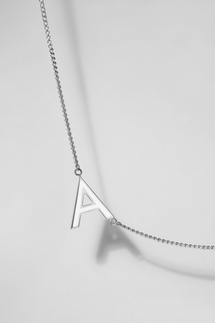 LETTER A NECKLACE WITH WHITE ENAMEL