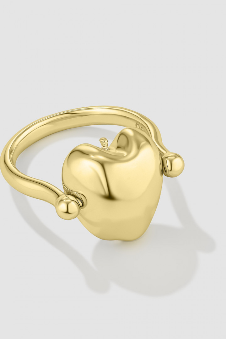 HALF AN APPLE FLIP RING GOLD-PLATED