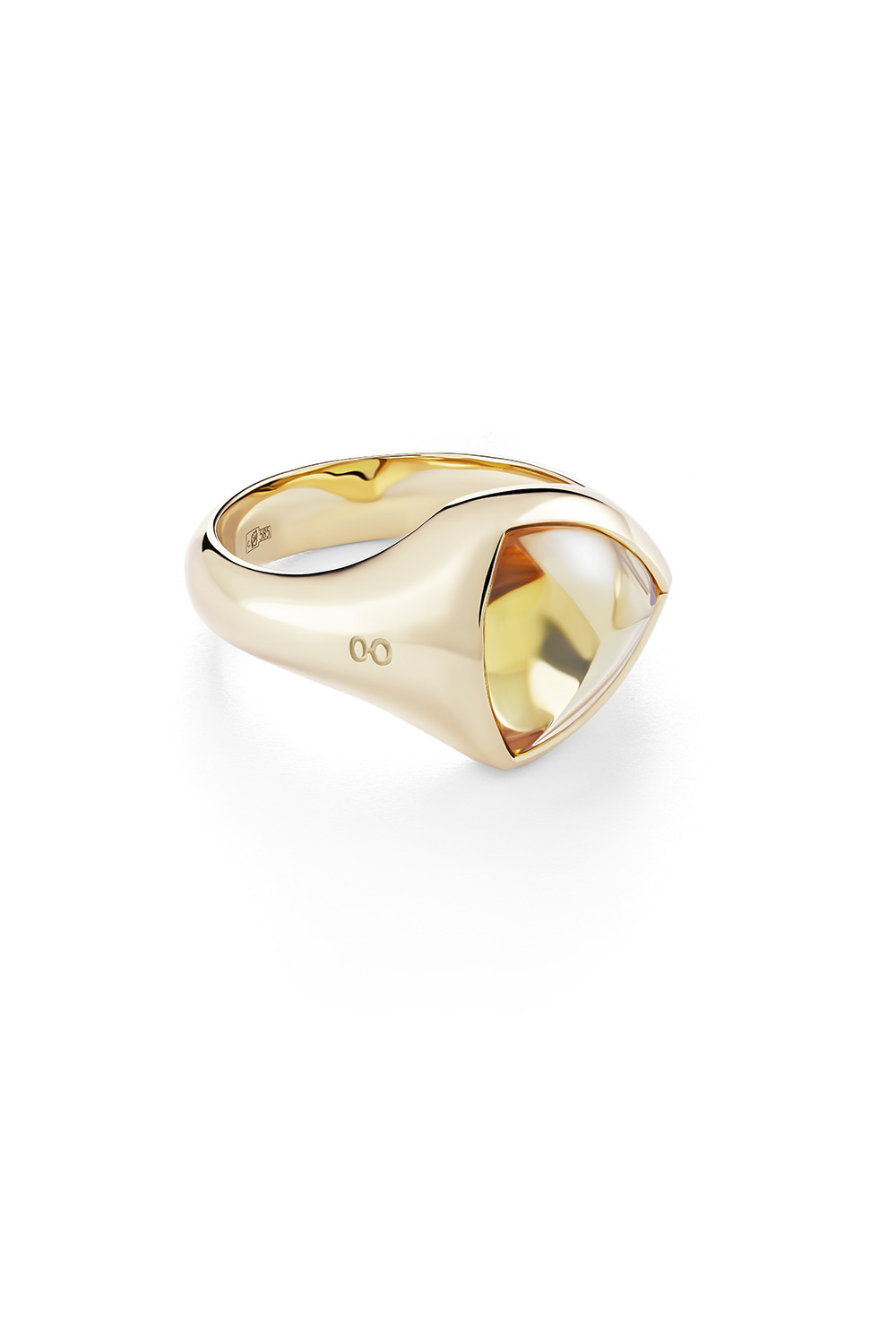 TRILLION SIGNET CITRINE AND YELLOW GOLD
