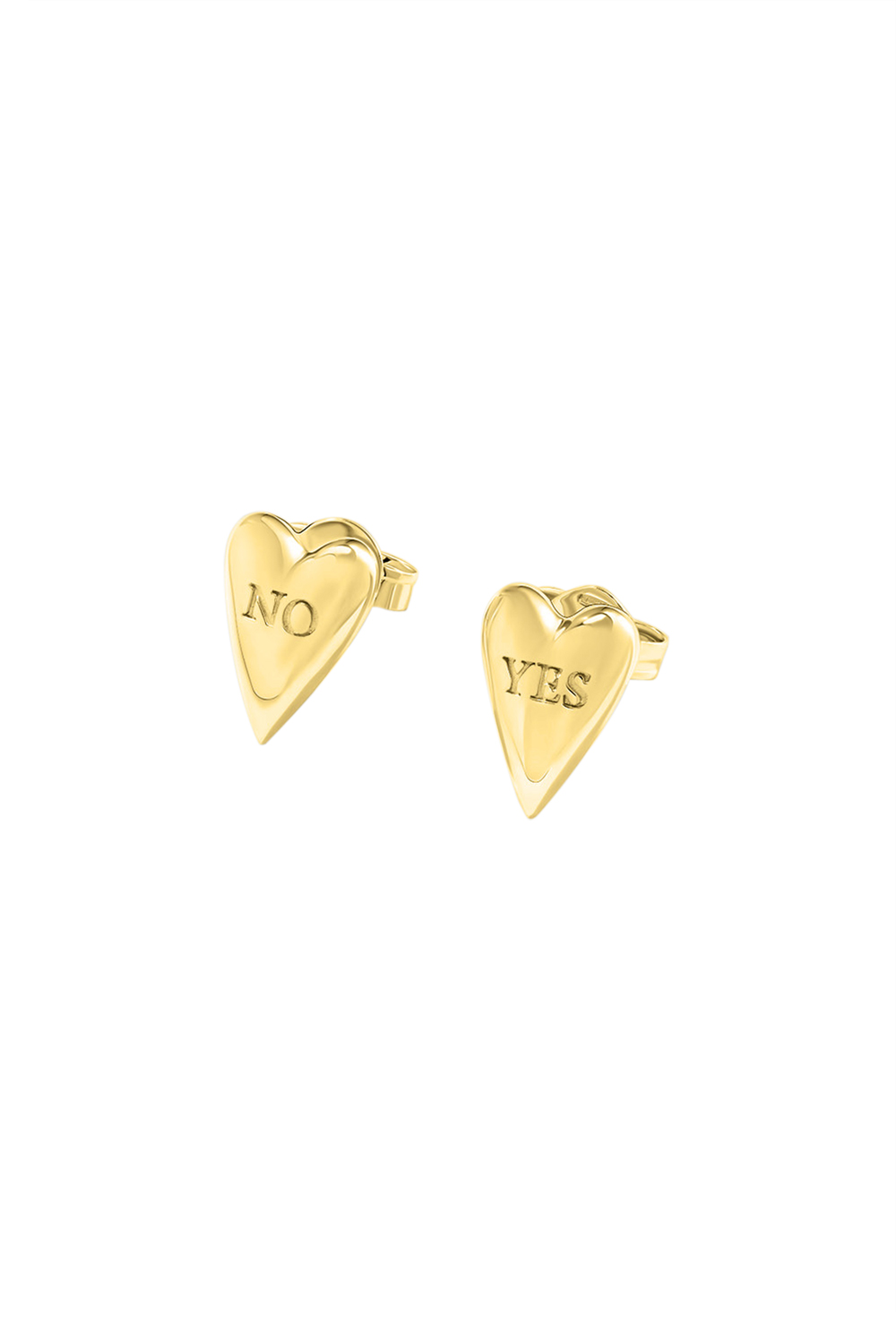 YES-NO HEART STUDS YELLOW GOLD PLATED