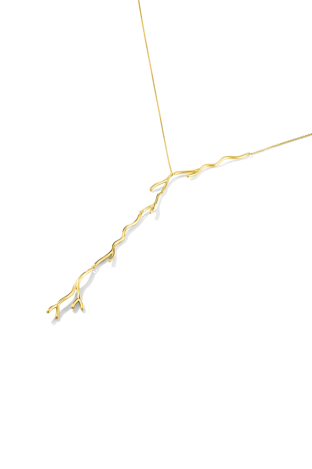 KORAL TIE NECKLACE YELLOW GOLD PLATED  