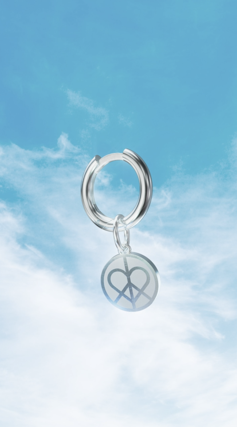 PEACE & LOVE COIN TRINKET WITH WHITE  ENAMEL  