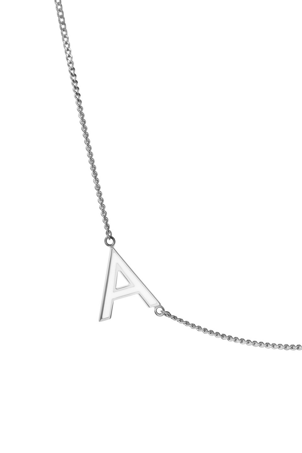 LETTER A NECKLACE WITH WHITE ENAMEL  