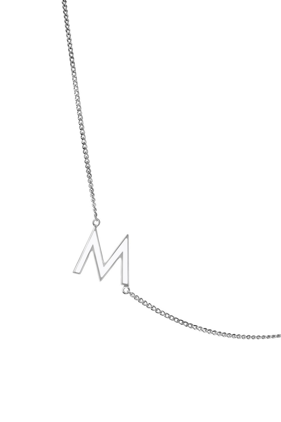 LETTER M NECKLACE WITH WHITE ENAMEL  