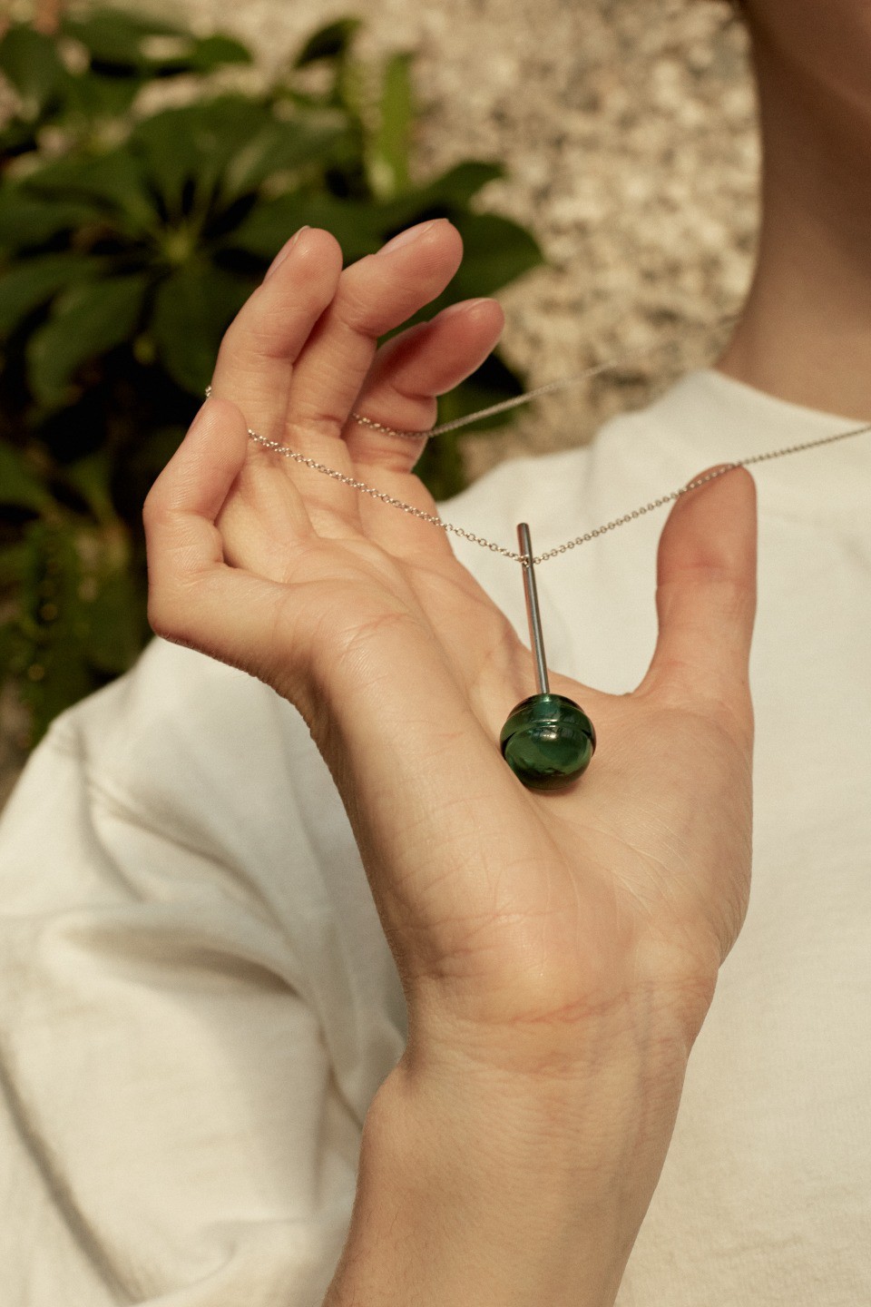 Green Lollipop Pendant Necklace 